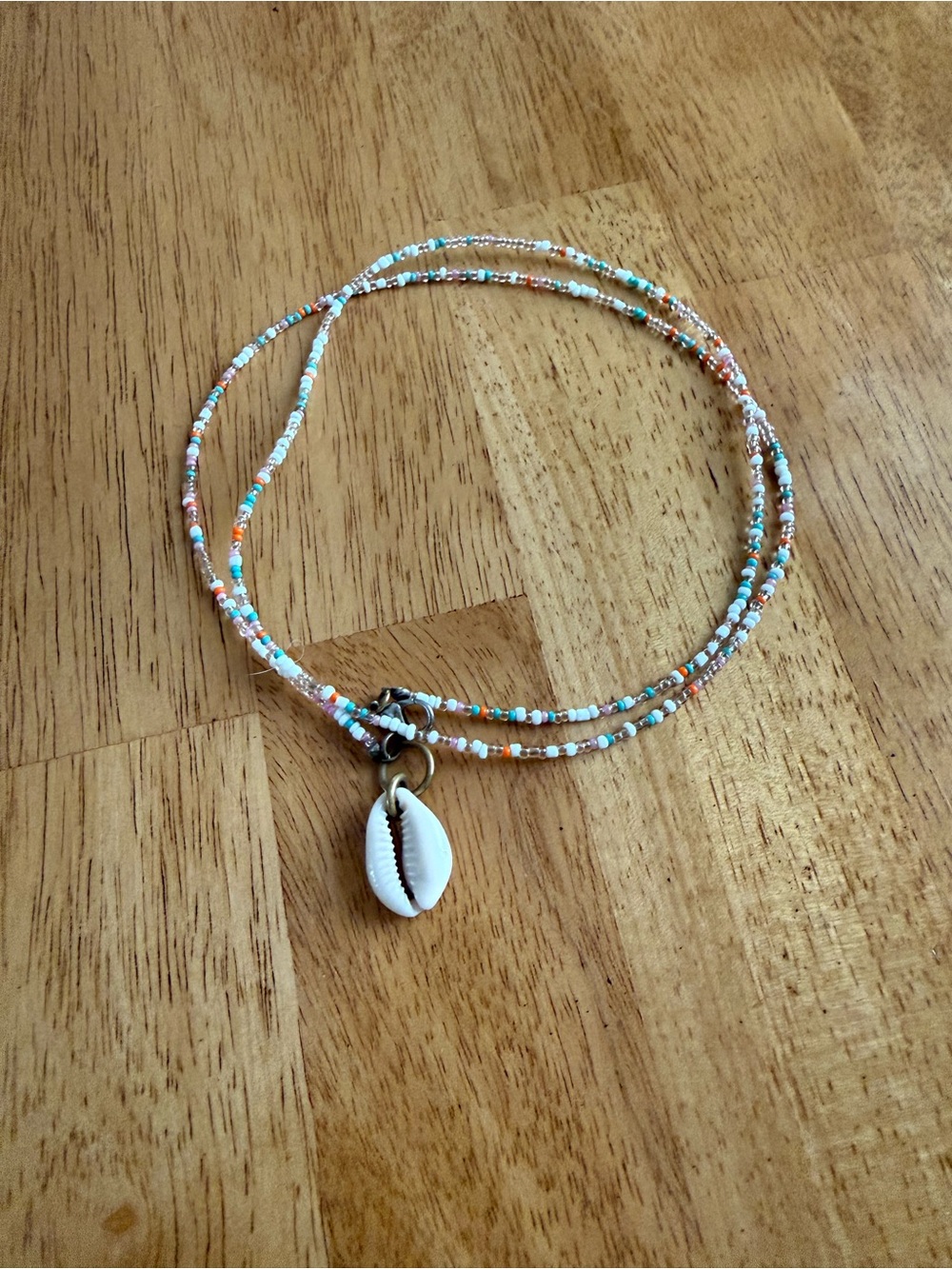 Beaded Shell Charm Wrap Bracelet - White/Turquoise/Coral